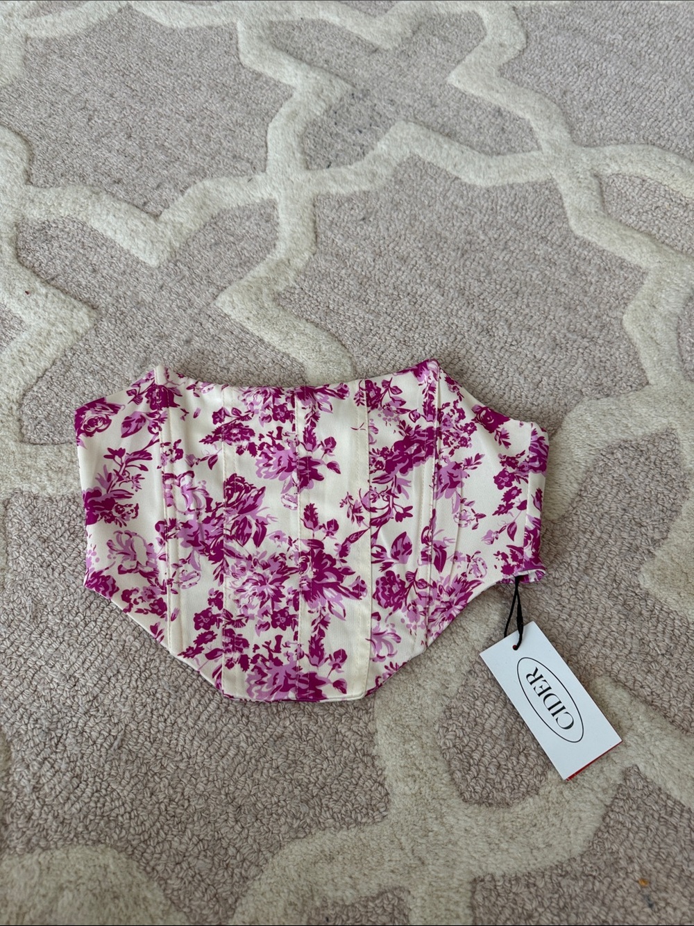 Cider Pink Floral Corset Top on Cream Base